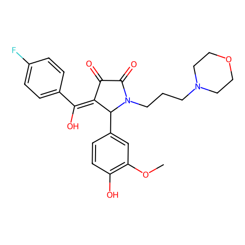 (4E)-4-[(4-fluorophenyl)-hydroxymethylidene]-5-(4-hydroxy-3-methoxyphenyl)-1-(3-morpholin-4-ylpropyl)pyrrolidine-2,3-dione structure