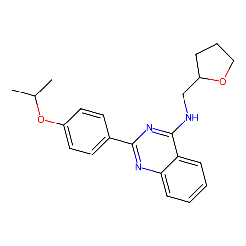 N-(oxolan-2-ylmethyl)-2-(4-propan-2-yloxyphenyl)quinazolin-4-amine structure