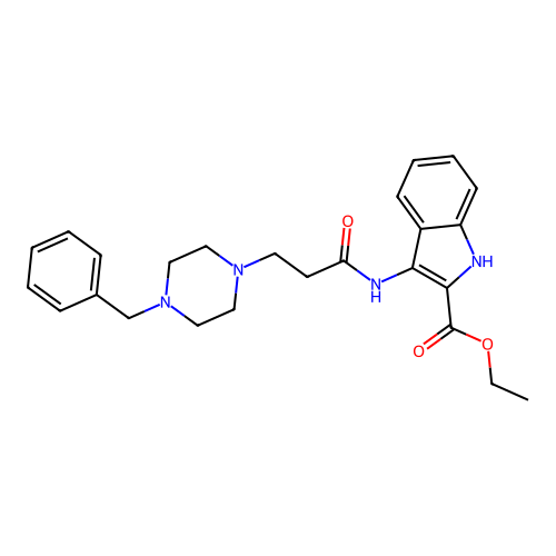 ethyl 3-{[3-(4-benzylpiperazin-1-yl)propanoyl]amino}-1H-indole-2-carboxylate structure