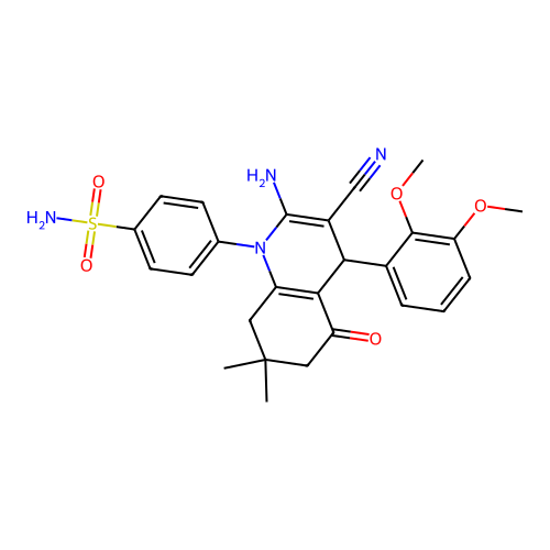 4-[2-amino-3-cyano-4-(2,3-dimethoxyphenyl)-7,7-dimethyl-5-oxo-5,6,7,8-tetrahydroquinolin-1(4H)-yl]benzenesulfonamide structure