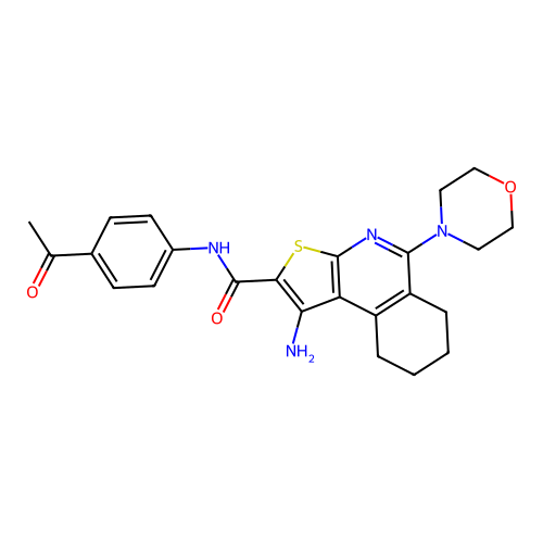 N-(4-acetylphenyl)-1-amino-5-(morpholin-4-yl)-6,7,8,9-tetrahydrothieno[2,3-c]isoquinoline-2-carboxamide structure