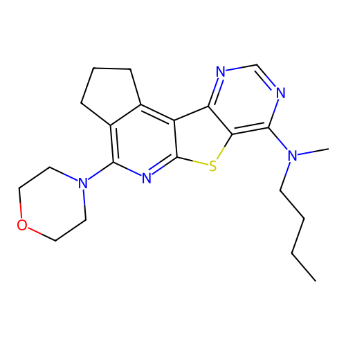 N-butyl-N-methyl-4-(morpholin-4-yl)-2,3-dihydro-1H-cyclopenta[4',5']pyrido[3',2':4,5]thieno[3,2-d]pyrimidin-7-amine structure
