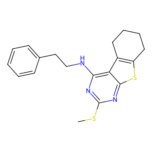 2-(methylthio)-N-phenethyl-5,6,7,8-tetrahydrobenzo[4,5]thieno[2,3-d]pyrimidin-4-amine structure