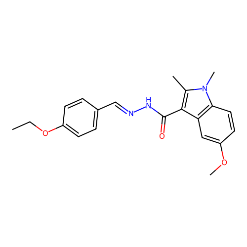 N'-(4-ethoxybenzylidene)-5-methoxy-1,2-dimethyl-1H-indole-3-carbohydrazide structure