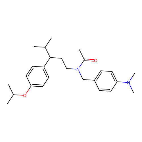 N-(4-(dimethylamino)benzyl)-N-(3-(4-isopropoxyphenyl)-4-methylpentyl)acetamide structure