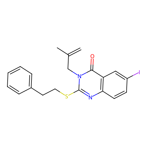 6-iodo-3-(2-methylallyl)-2-(phenethylthio)quinazolin-4(3H)-one structure