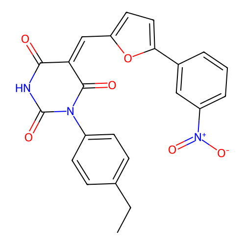 1-(4-ethylphenyl)-5-[[5-(3-nitrophenyl)-2-furyl]methylidene]-1,3-diazinane-2,4,6-trione structure