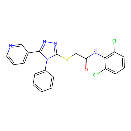 N-(2,6-dichlorophenyl)-2-[(4-phenyl-5-pyridin-3-yl-1,2,4-triazol-3-yl)sulfanyl]acetamide structure