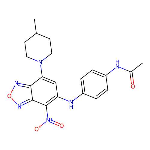 N-(4-{[7-(4-methylpiperidin-1-yl)-4-nitro-2,1,3-benzoxadiazol-5-yl]amino}phenyl)acetamide structure