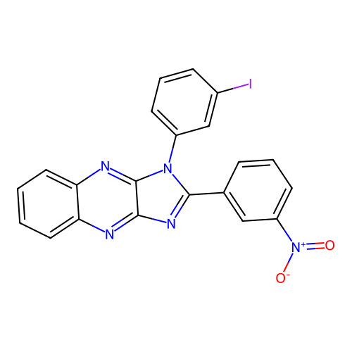 1-(3-iodophenyl)-2-(3-nitrophenyl)-1H-imidazo[4,5-b]quinoxaline structure