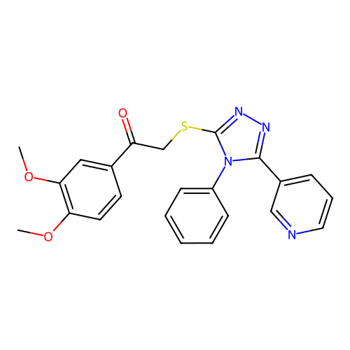 1-(3,4-dimethoxyphenyl)-2-[(4-phenyl-5-pyridin-3-yl-1,2,4-triazol-3-yl)sulfanyl]ethanone structure