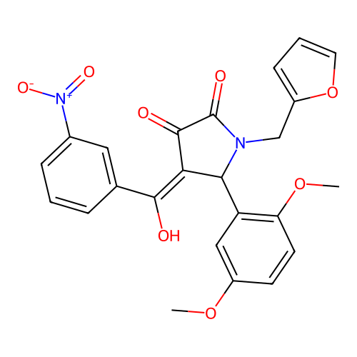(4E)-5-(2,5-dimethoxyphenyl)-1-(furan-2-ylmethyl)-4-[hydroxy(3-nitrophenyl)methylidene]pyrrolidine-2,3-dione structure