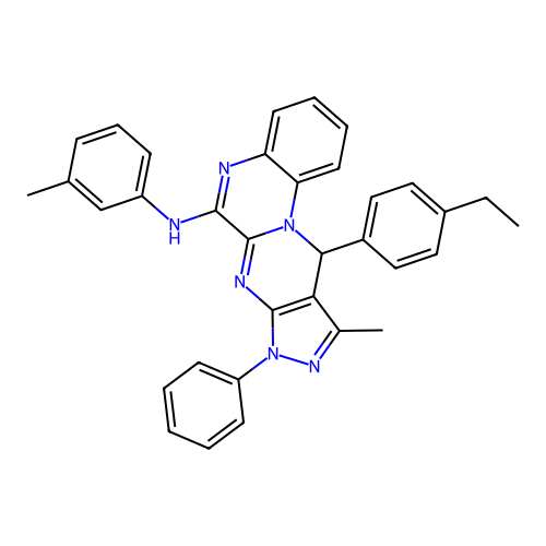 11-(4-ethylphenyl)-10-methyl-8-phenyl-N-(m-tolyl)-8,11-dihydropyrazolo[3',4':4,5]pyrimido[1,2-a]quinoxalin-6-amine structure