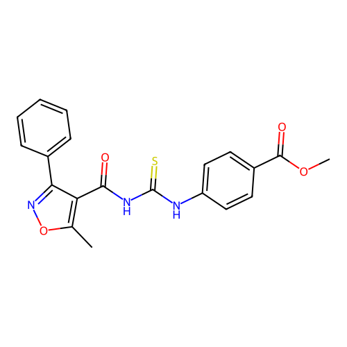 methyl 4-(3-(5-methyl-3-phenylisoxazole-4-carbonyl)thioureido)benzoate structure