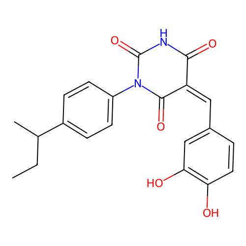 (5Z)-1-(4-butan-2-ylphenyl)-5-[(3,4-dihydroxyphenyl)methylidene]-1,3-diazinane-2,4,6-trione structure