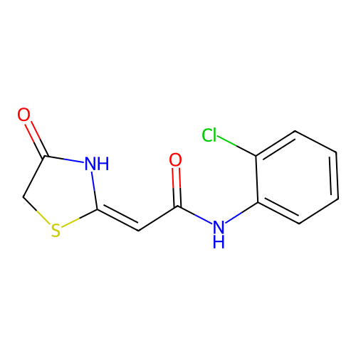 (E)-N-(2-chlorophenyl)-2-(4-oxothiazolidin-2-ylidene)acetamide structure