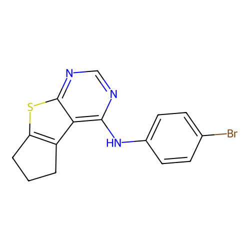 N-(4-bromophenyl)-6,7-dihydro-5H-cyclopenta[4,5]thieno[2,3-d]pyrimidin-4-amine structure