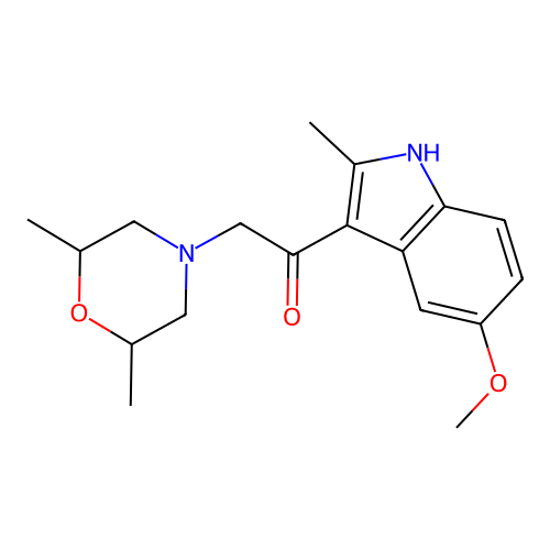 2-(2,6-dimethylmorpholin-4-yl)-1-(5-methoxy-2-methyl-1H-indol-3-yl)ethanone structure