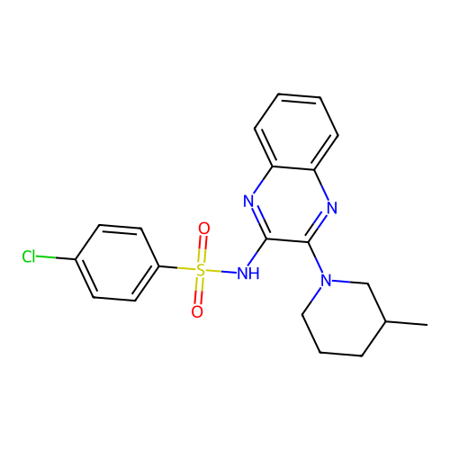 4-chloro-N-[3-(3-methylpiperidin-1-yl)quinoxalin-2-yl]benzenesulfonamide structure