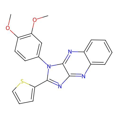 1-(3,4-dimethoxyphenyl)-2-(thiophen-2-yl)-1H-imidazo[4,5-b]quinoxaline structure