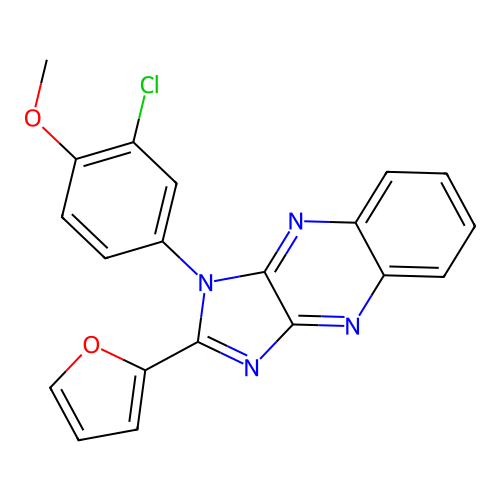 1-(3-chloro-4-methoxyphenyl)-2-(furan-2-yl)-1H-imidazo[4,5-b]quinoxaline structure