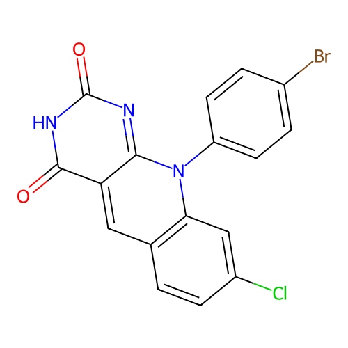 10-(4-bromophenyl)-8-chloro-2-hydroxypyrimido[4,5-b]quinolin-4(10H)-one structure