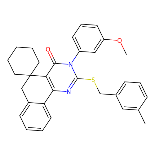 3-(3-methoxyphenyl)-2-((3-methylbenzyl)thio)-3H-spiro[benzo[h]quinazoline-5,1'-cyclohexan]-4(6H)-one structure