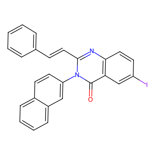 6-iodo-3-(naphthalen-2-yl)-2-[(E)-2-phenylethenyl]quinazolin-4(3H)-one structure