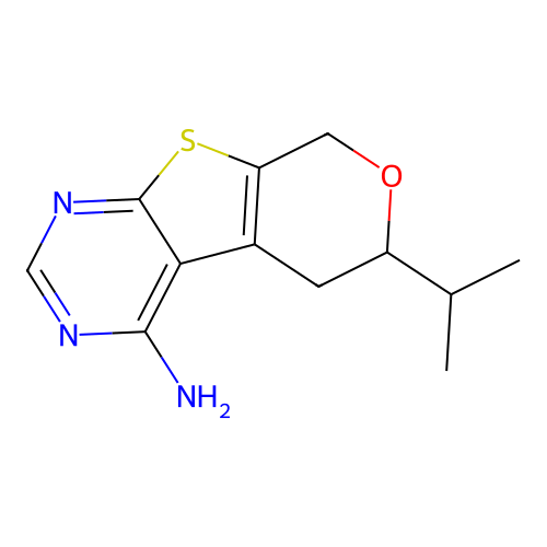 6-isopropyl-6,8-dihydro-5H-pyrano[4',3':4,5]thieno[2,3-d]pyrimidin-4-amine structure
