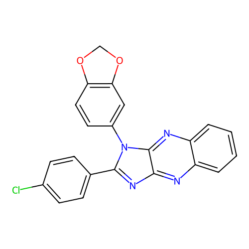 1-(1,3-benzodioxol-5-yl)-2-(4-chlorophenyl)-1H-imidazo[4,5-b]quinoxaline structure