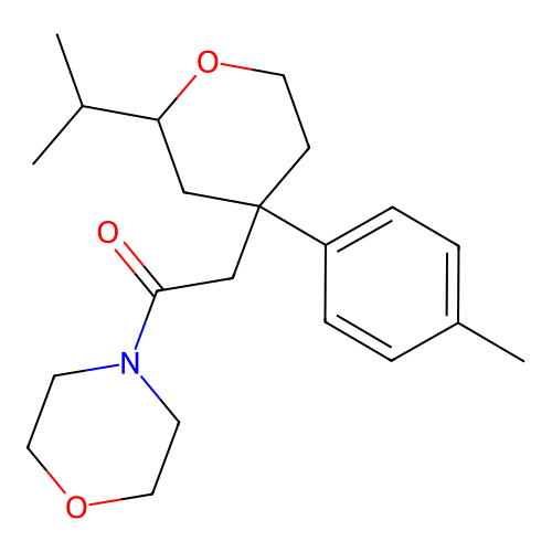 2-(2-isopropyl-4-(p-tolyl)tetrahydro-2H-pyran-4-yl)-1-morpholinoethanone structure