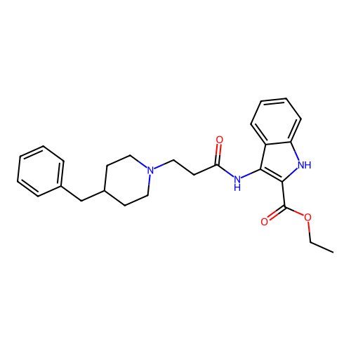 ethyl 3-{[3-(4-benzylpiperidin-1-yl)propanoyl]amino}-1H-indole-2-carboxylate structure