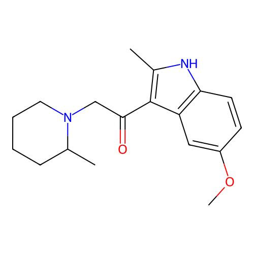 1-(5-methoxy-2-methyl-1H-indol-3-yl)-2-(2-methylpiperidin-1-yl)ethanone structure