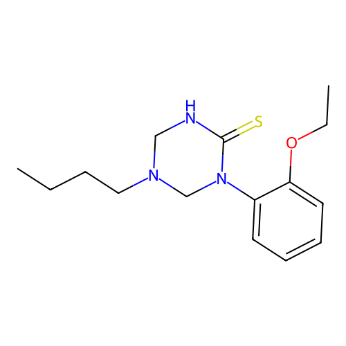 5-Butyl-1-(2-ethoxyphenyl)-1,3,5-triazinane-2-thione structure