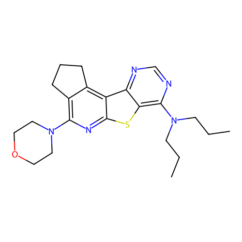 4-(morpholin-4-yl)-N,N-dipropyl-2,3-dihydro-1H-cyclopenta[4',5']pyrido[3',2':4,5]thieno[3,2-d]pyrimidin-7-amine structure