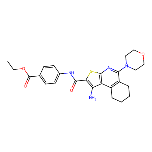 ethyl 4-({[1-amino-5-(morpholin-4-yl)-6,7,8,9-tetrahydrothieno[2,3-c]isoquinolin-2-yl]carbonyl}amino)benzoate structure