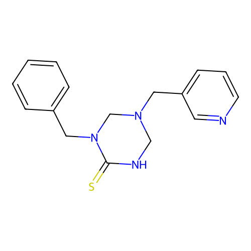 1-Benzyl-5-(pyridin-3-ylmethyl)-1,3,5-triazinane-2-thione structure