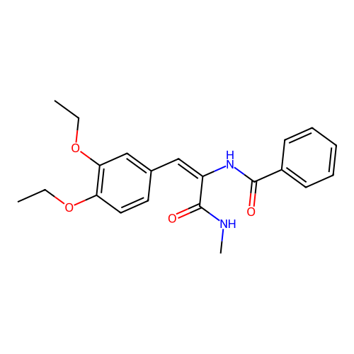 N-[(1E)-1-(3,4-diethoxyphenyl)-3-(methylamino)-3-oxoprop-1-en-2-yl]benzamide structure