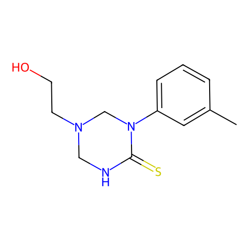 5-(2-Hydroxyethyl)-1-(3-methylphenyl)-1,3,5-triazinane-2-thione structure