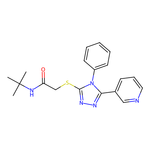 2-[(4-phenyl-5-pyridin-3-yl-1,2,4-triazol-3-yl)sulfanyl]-N-tert-butyl-acetamide structure