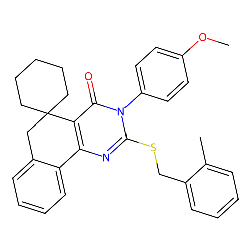 3-(4-methoxyphenyl)-2-((2-methylbenzyl)thio)-3H-spiro[benzo[h]quinazoline-5,1'-cyclohexan]-4(6H)-one structure