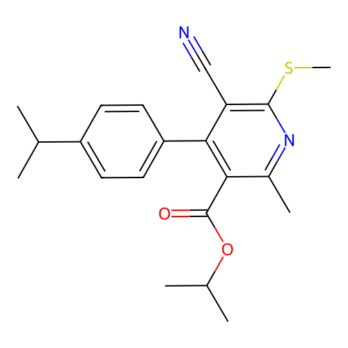isopropyl 5-cyano-4-(4-isopropylphenyl)-2-methyl-6-(methylthio)nicotinate structure