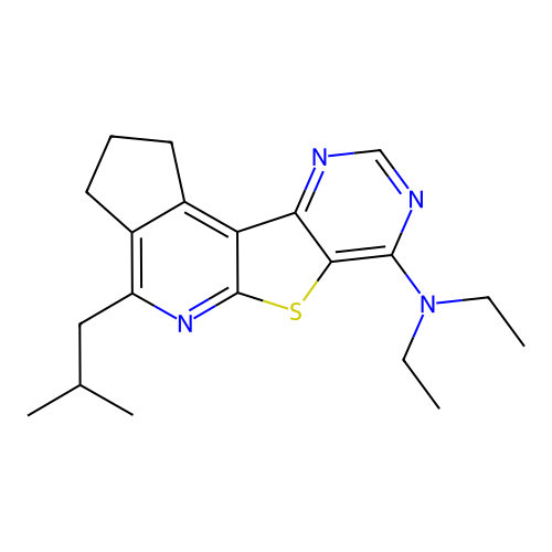 N,N-diethyl-4-(2-methylpropyl)-2,3-dihydro-1H-cyclopenta[4',5']pyrido[3',2':4,5]thieno[3,2-d]pyrimidin-7-amine structure