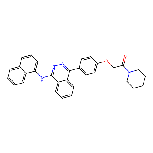 2-(4-(4-(naphthalen-1-ylamino)phthalazin-1-yl)phenoxy)-1-(piperidin-1-yl)ethanone structure