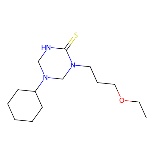 5-Cyclohexyl-1-(3-ethoxypropyl)-1,3,5-triazinane-2-thione structure