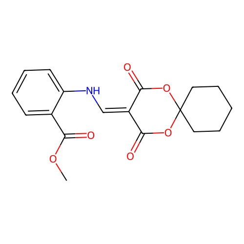 Methyl 2-(((2,4-dioxo-1,5-dioxaspiro[5.5]undecan-3-ylidene)methyl)amino)benzoate structure