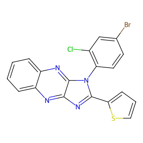 1-(4-bromo-2-chlorophenyl)-2-(thiophen-2-yl)-1H-imidazo[4,5-b]quinoxaline structure