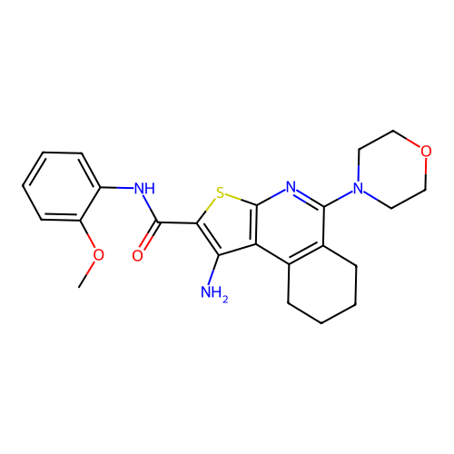 1-amino-N-(2-methoxyphenyl)-5-morpholin-4-yl-6,7,8,9-tetrahydrothieno[2,3-c]isoquinoline-2-carboxamide structure