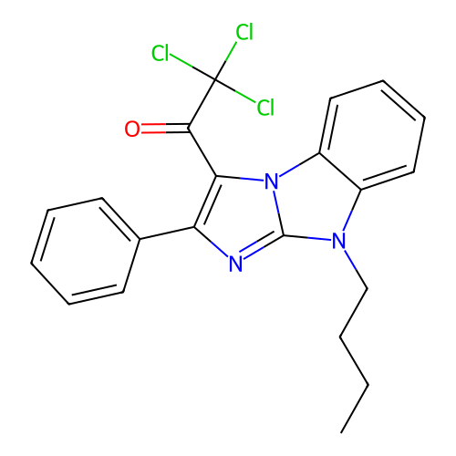 1-(9-butyl-2-phenyl-9H-imidazo[1,2-a]benzimidazol-3-yl)-2,2,2-trichloroethanone structure