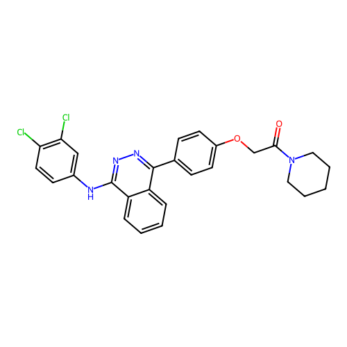 2-(4-(4-((3,4-dichlorophenyl)amino)phthalazin-1-yl)phenoxy)-1-(piperidin-1-yl)ethanone structure